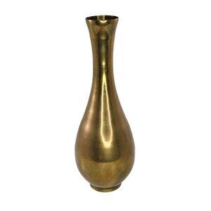 Brass Vase Elegant Tall Gold Metal Decor Accent Made In Korea 7 Inches